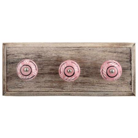 White Leaf Ceramic Wooden Hooks